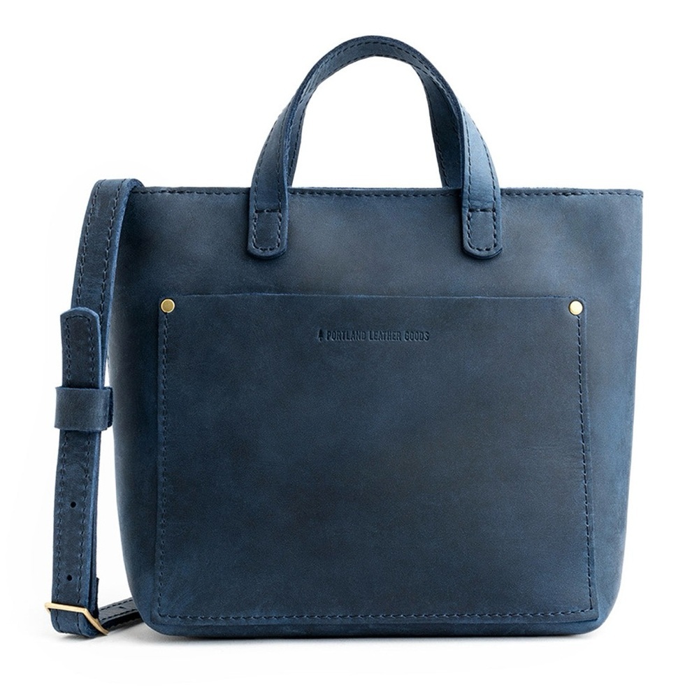 Portland Leather Goods Mini Crossbody Tote, Deep Water